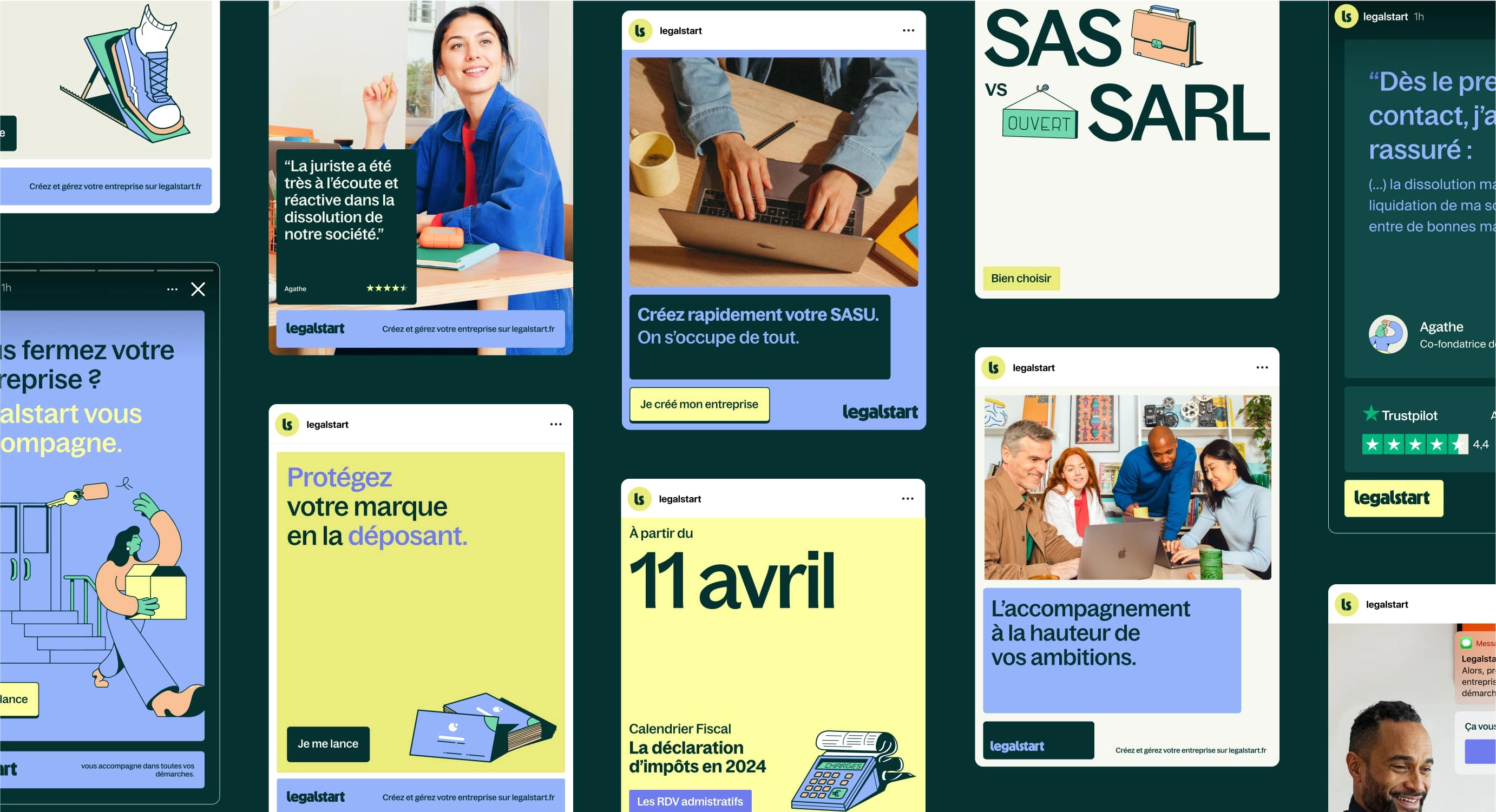 Campagne créative LegalStart : concepts vidéo pour l'acquisition